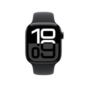 Apple Watch Series 10 [GPS 42mm case] Smartwatch with Jet Black Aluminium Case with Black Sport Band - S/M. Fitness Tracker, ECG App, Always-On Retina Display, Water Resistant $329