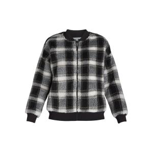 Time and Tru Women's Fleece Bomber Jacket, Midweight, Sizes XS to L (Ermine/Soft Focus Plaid) $5.02 + Free S&H w/ Walmart+ or on $35+