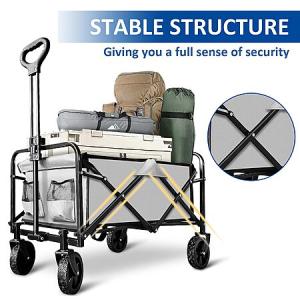SAILARY Collapsible Wagon Cart - Foldable Portable Heavy Duty Beach Wagon with Large Capacity - $35.99