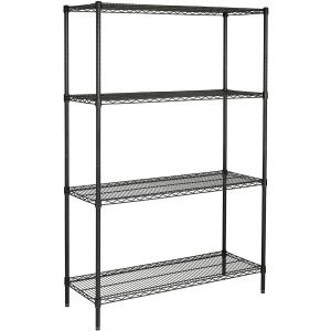 4-Tier Hyper Tough Heavy Duty Wire Shelf w/ Wheels (Chrome or Black, 72x48x18