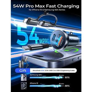 LISEN USB C Car Charger [Mini & Metal] with 2-in-1 Cable – Only $7.98 + Free Shipping