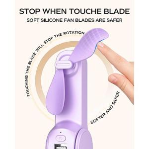 Portable 3-Speed FrSara Mini Handheld Fan with 2000mAh Power Bank (Purple)