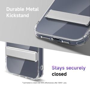oakxco for iPhone 15 Pro Stand Case Clear Built in Metal Kickstand Holder $4.99