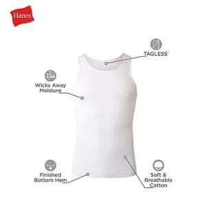 6-Pack Hanes Men's Cotton Tank Undershirts (White) - $17 + Free Shipping with Prime or on Orders $35+ @ Amazon