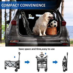 SAILARY Collapsible Wagon Cart - Foldable Portable Heavy Duty Beach Wagon with Large Capacity - $35.99