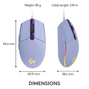 Logitech G203 Lightsync Wired Optical Gaming Mouse (Lilac)