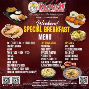 Weekend Special Breakfast Menu at Bawarchi Indian Cuisine | Plano, TX
