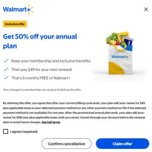 Eligible/Active Walmart+ Accounts Only: Annual Plan Renewal Subscription