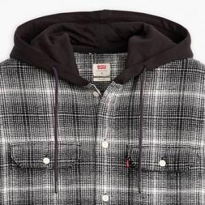Levi's Men’s Hooded Classic Worker Shirt – Ametrine Plaid Myrtle/Black, Only $17.49 + Free Shipping