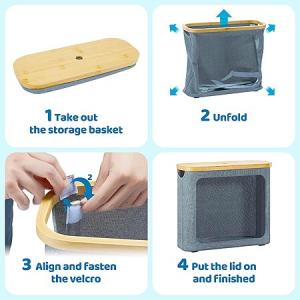 Rosos Bamboo Lid Toilet Paper Storage with Clear Window & Handles