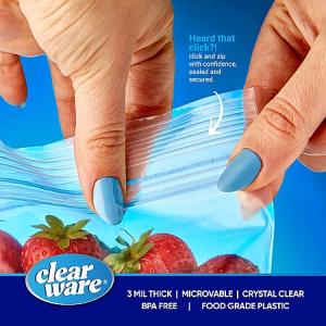 150-Count 1-Qt Clearware Double Zipper Resealable Food Storage Bags - Perfect for Meal Prep