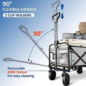 SAILARY Collapsible Wagon Cart - Foldable Portable Heavy Duty Beach Wagon with Large Capacity - $35.99