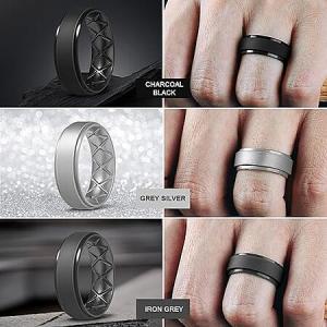 7-Pack Egnaro Men's Silicone Rings | Comfortable & Durable - Various Sizes Available