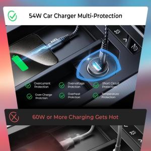 LISEN 54w Dual Port Car Charger (PD 36w, QC 18w) $4.99 w/ Prime shipping