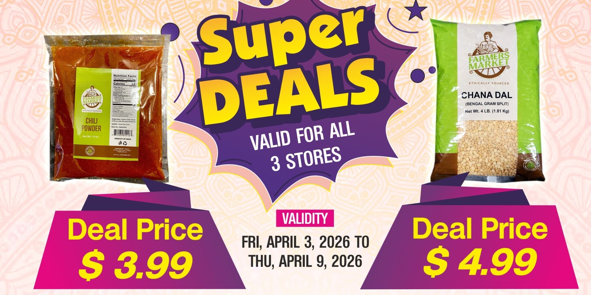 Hareli Fresh Market  Super Deals on FM Red Chilli Powder & FM Chana Dal