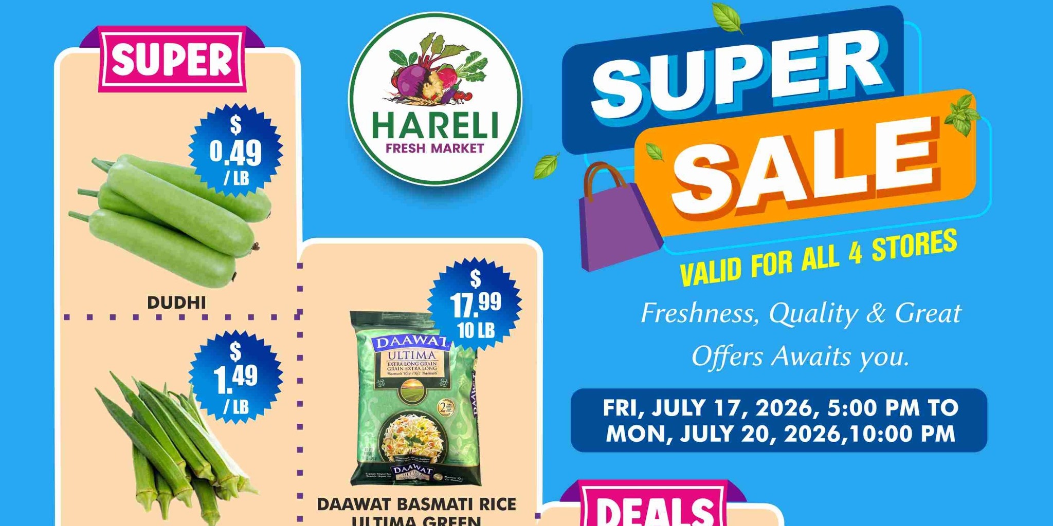 Hareli Fresh Market Grocery Super Sale at All 4 Stores