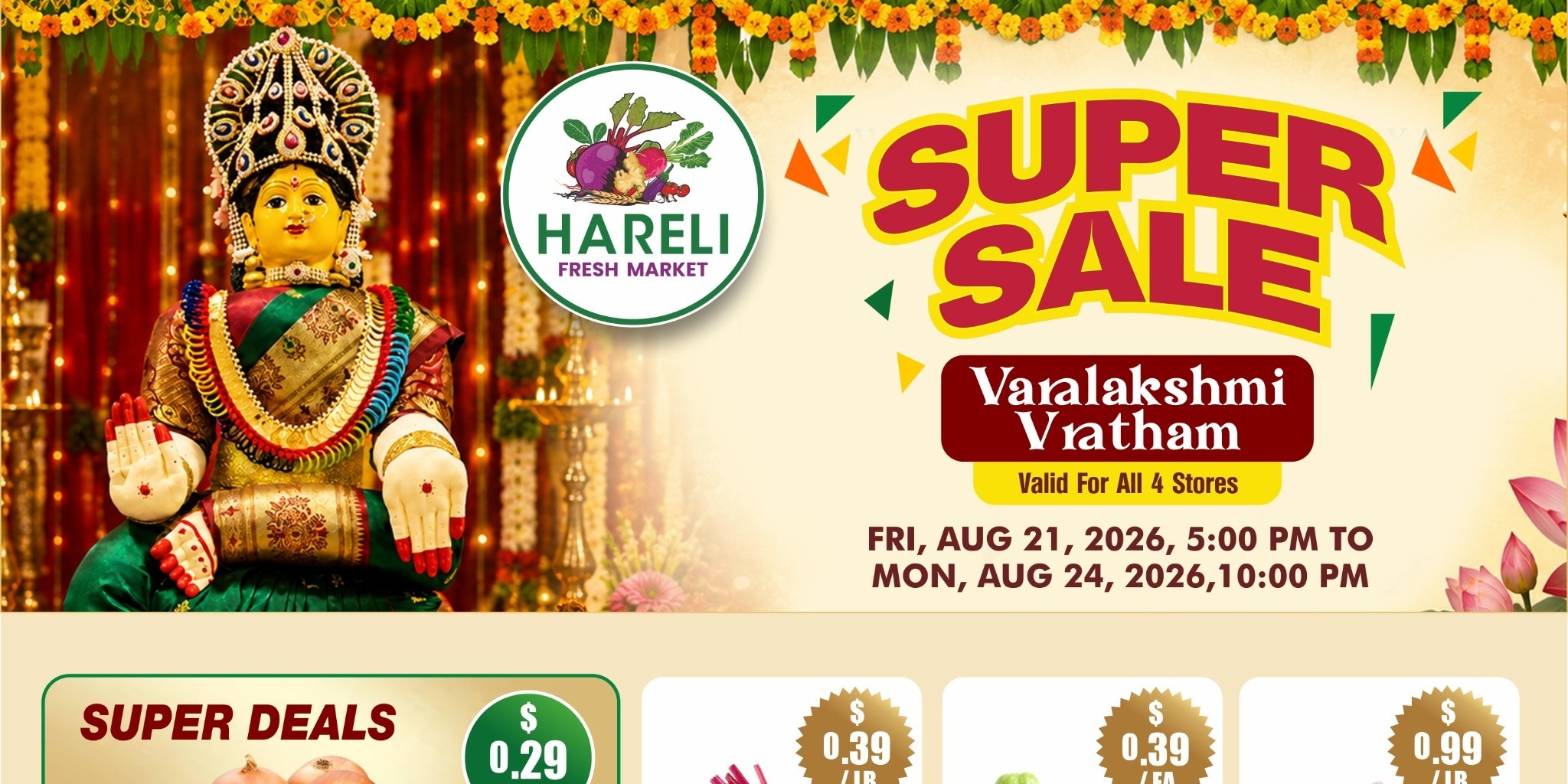 Hareli Fresh Market Varalakshmi Vratham Sale Aug 21-24