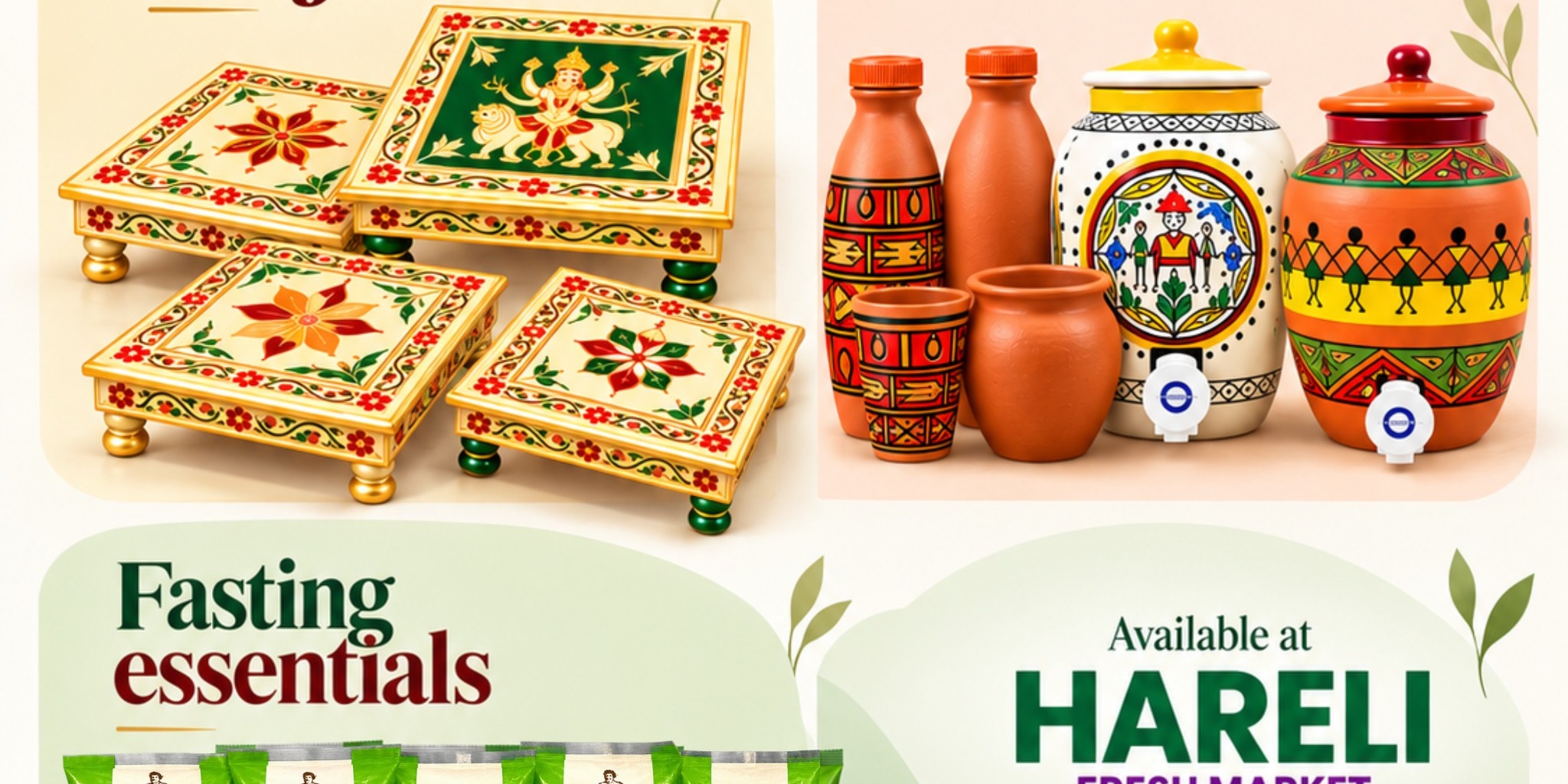 Hareli Fresh Market Bajots, Clay Utilities & Fasting Essentials