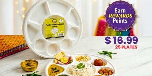 India Bazaar Event & Catering Essentials – 25 Compartment Plates Pack Deal Only $16.99
