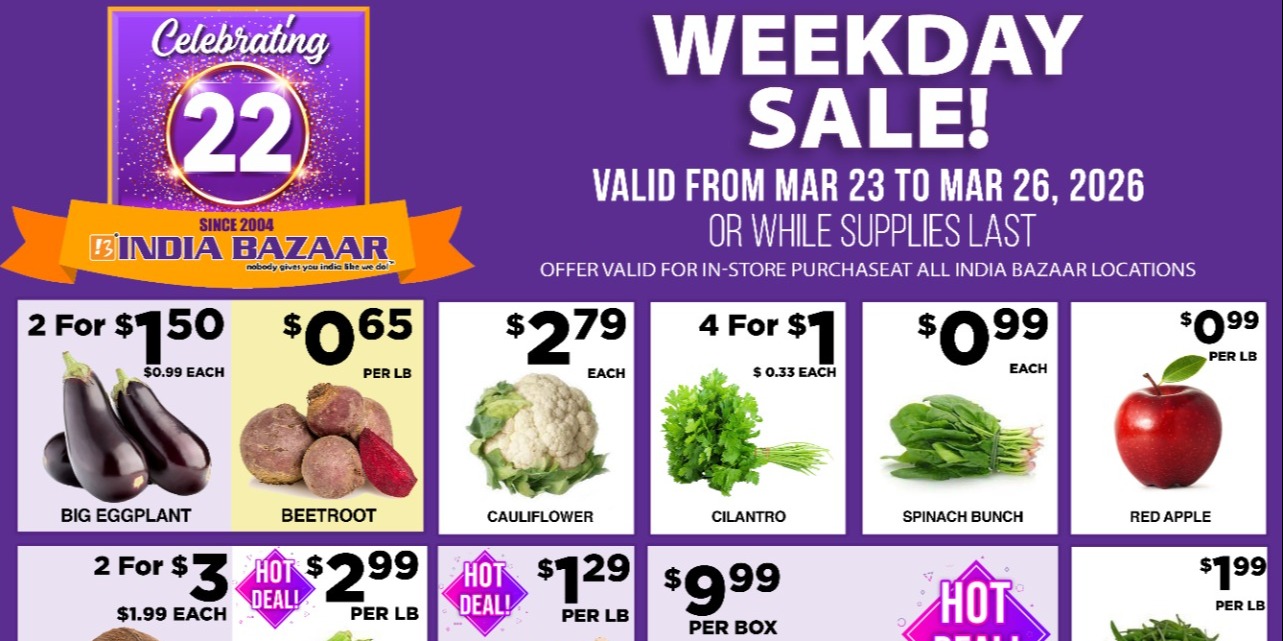 India Bazaar Weekday Sale March 2026 – Fresh Produce, Groceries & Hot Deals