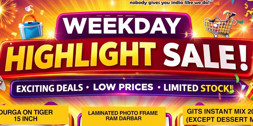 India Bazaar Weekday Highlight Sale – Holi Colors, Temple Decor & Grocery Deals