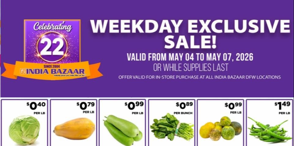 India Bazaar Weekday Exclusive Sale May 2026: Fresh Produce & Grocery Deals