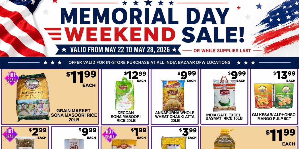 India Bazaar Memorial Day Weekend Sale At DFW Stores