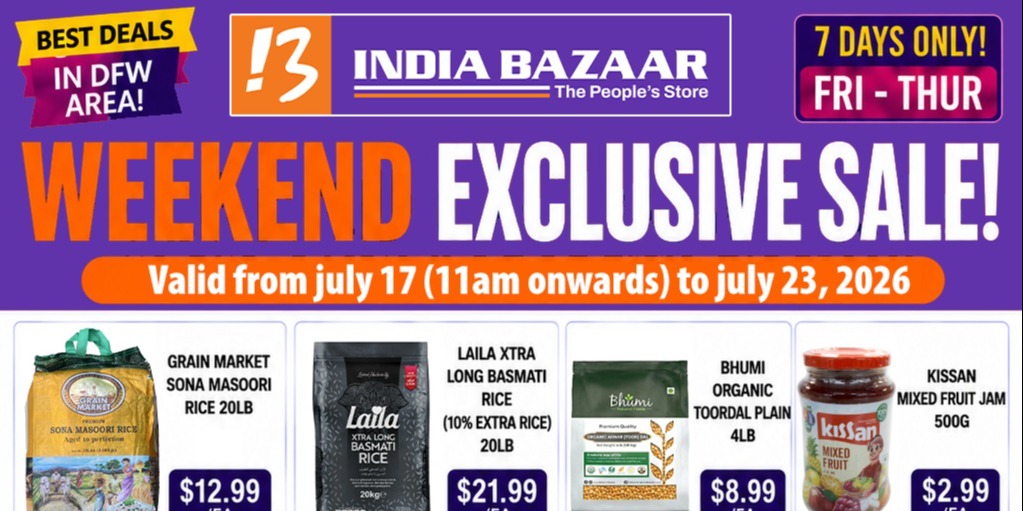 India Bazaar Weekend Exclusive Sale July 17–23, 2026