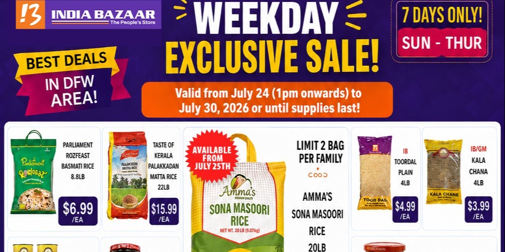 India Bazaar - Weekday Exclusive Sale on Groceries & Essentials
