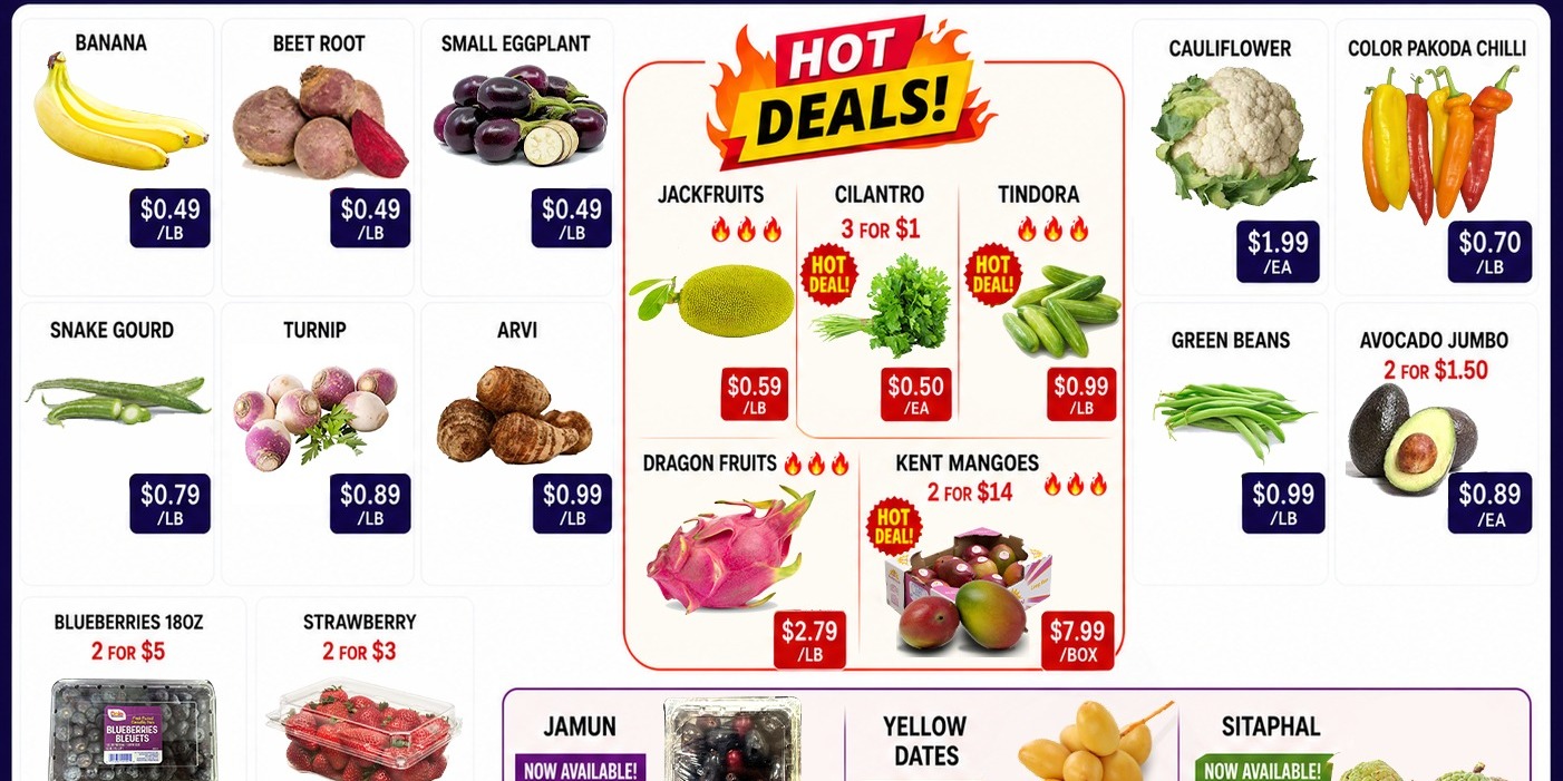 India Bazaar Weekday Fresh Sale: Fruit and Vegetable Deals
