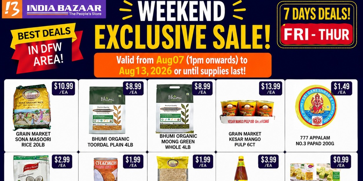 India Bazaar | 7-Days  Exclusive Sale Across DFW Stores