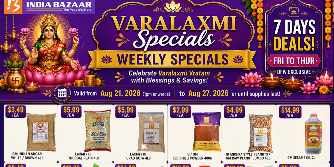 India Bazaar Varalakshmi Pooja Specials: 7 Days of DFW Deals