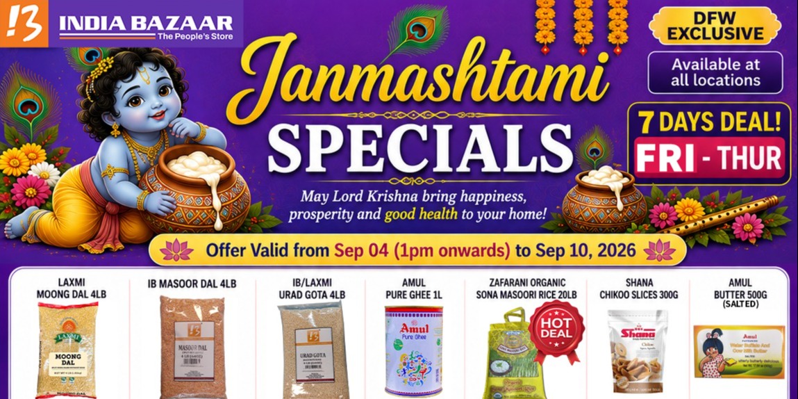 India Bazaar Janmashtami Specials in DFW: 7-Day Sale