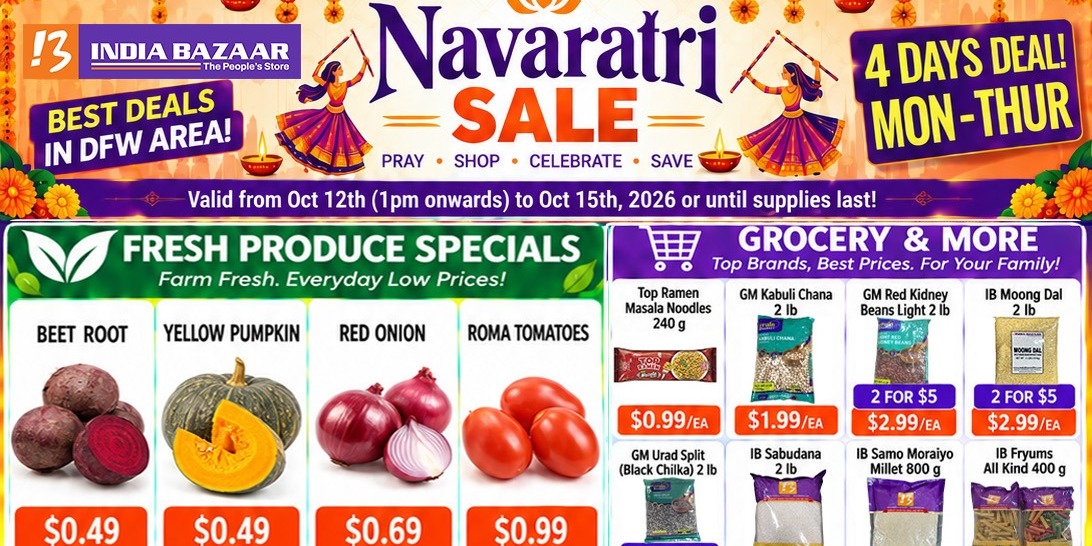 India Bazaar Navaratri Sale – 4 Days of DFW Grocery Deals