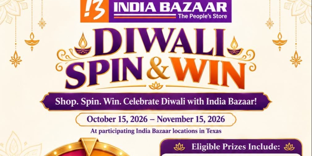 India Bazaar Diwali Spin & Win 2026 – Exciting Prizes in Texas