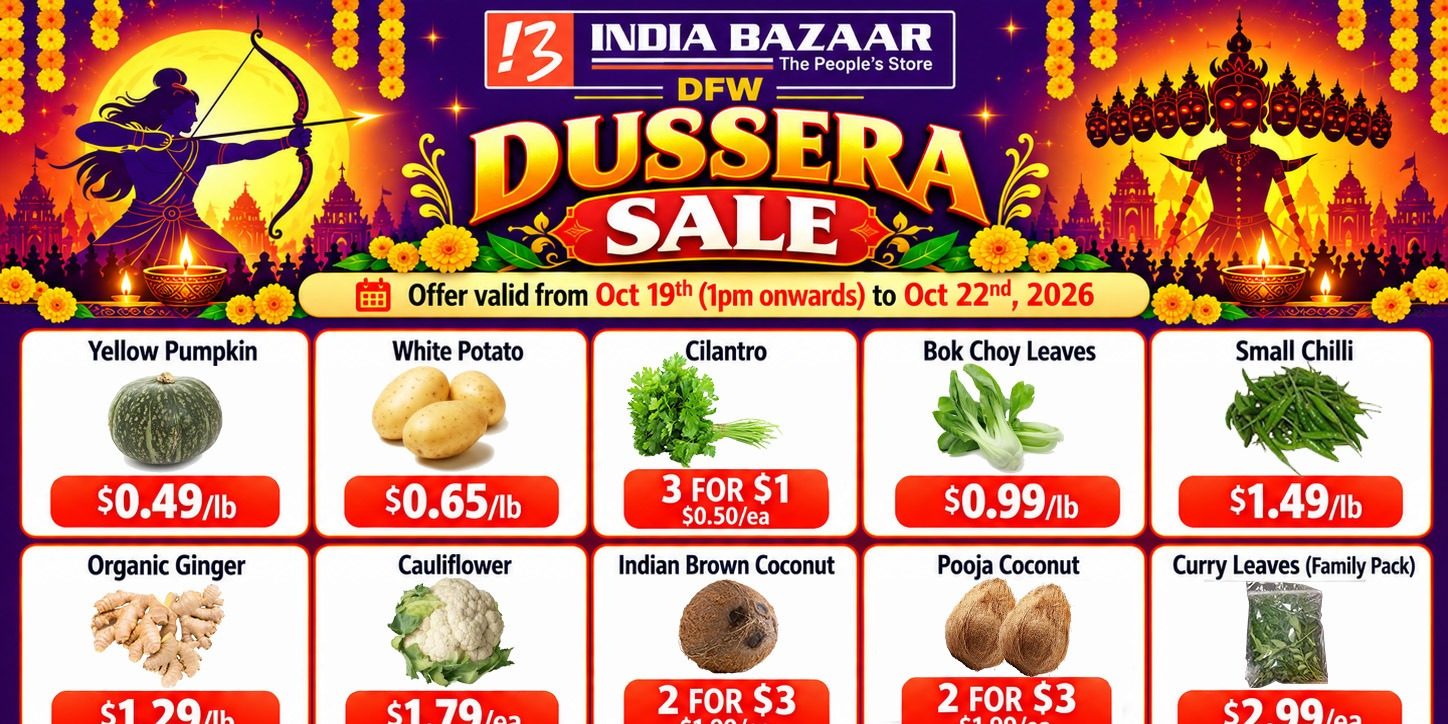 India Bazaar DFW Dussehra Sale 2026 Grocery Deals Oct 19–22