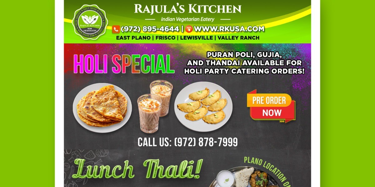 Rajula’s Kitchen Holi Special – Festive Deals on Thali, Sweets, and Live Roti