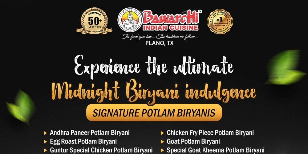 Best Indian Midnight Meal Plano – Order Potlam Biryani at Bawarchi Now