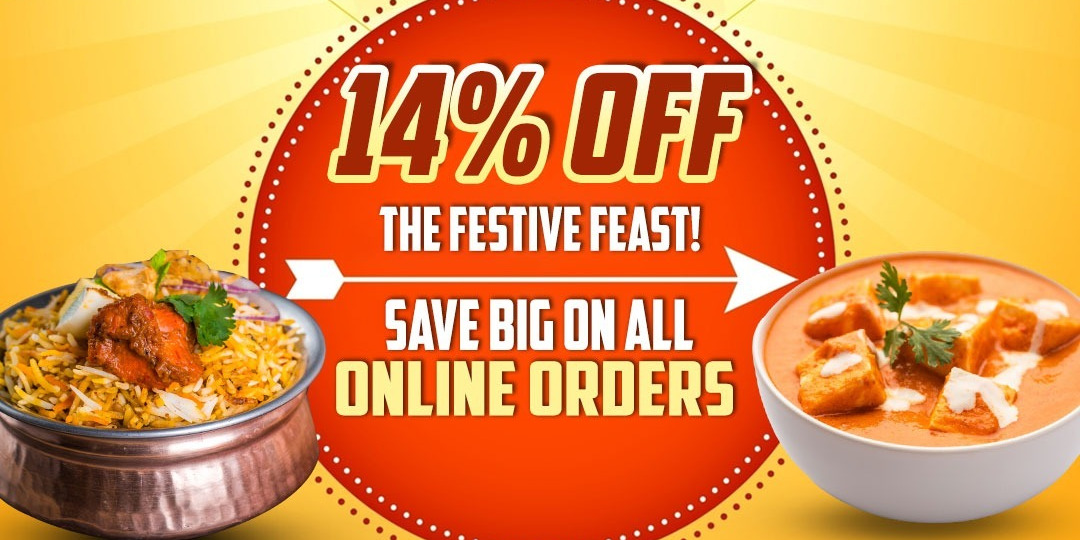 Bawarchi Indian Cuisine: Celebrate with 14% OFF Festive Feast - Extraordinary Discounts on Online Orders
