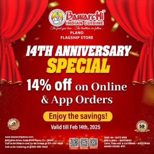 Bawarchi-Enjoy 14% OFF on all Online & App Orders!