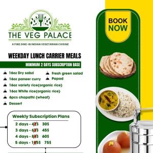 The Veg Palace Daily Lunch Box – Pure Veg Carrier Meals with Subscription Plans in McKinney