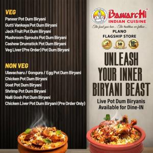 Bawarchi Indian Cuisine Plano: Live Pot Dum Biryani Experience with Authentic Veg & Non-Veg Varieties