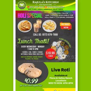 Rajula’s Kitchen Holi Special – Festive Deals on Thali, Sweets, and Live Roti