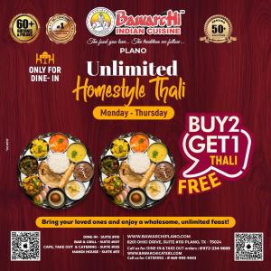 Bawarchi-Unlimited Homestyle Thali - Buy 2, Get 1 Free!