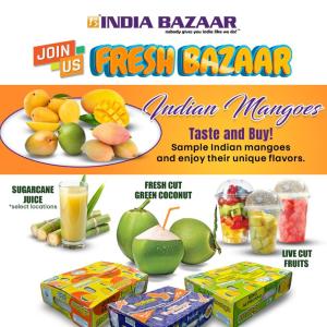 India Bazaar- Fresh Fruit Sale: Kesar & Alphonso Mangoes, Live Fruit Cuts, and More