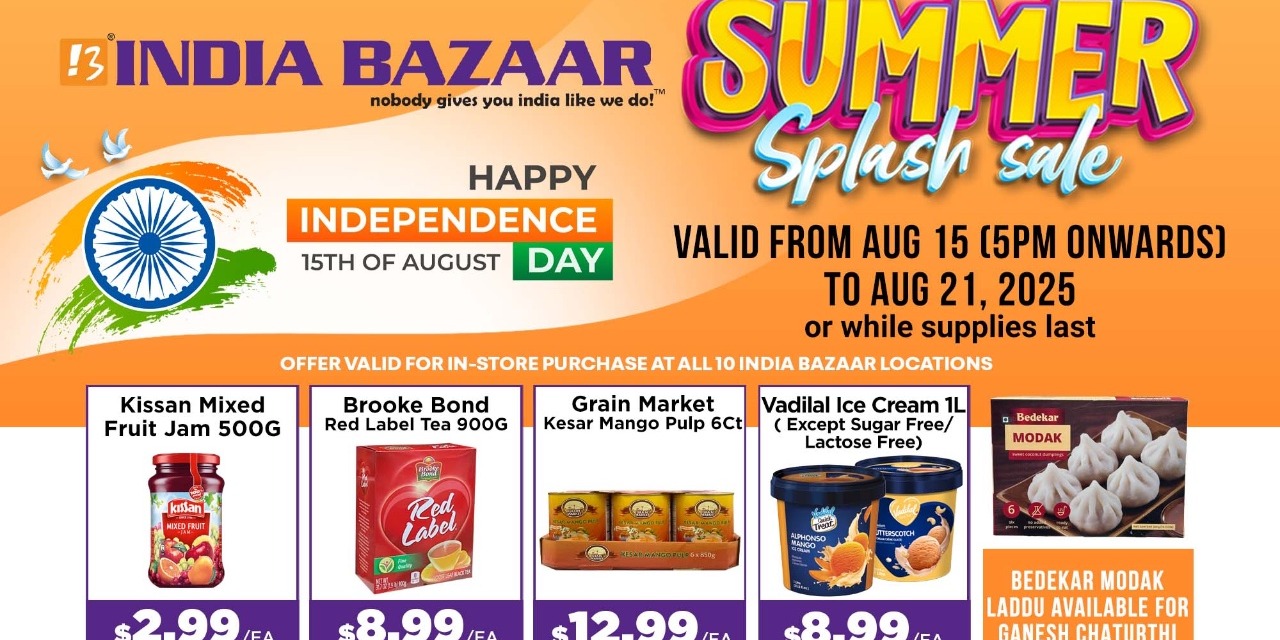 India Bazaar Summer Splash Sale – Independence Day Deals on Groceries & Pooja Items