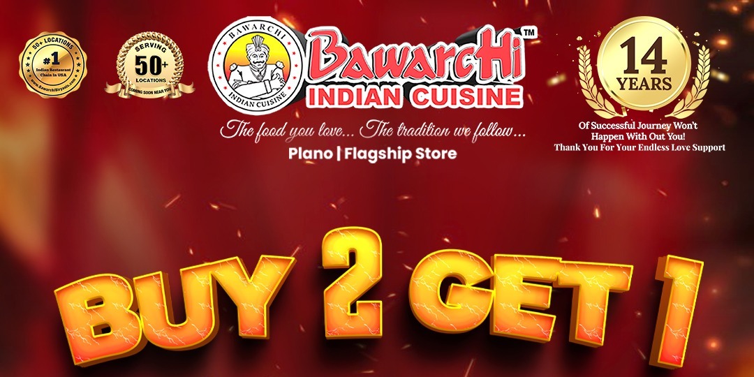 Bawarchi Indian Cuisine Tuesday Offer – Buy 2 Get 1 Free on Biryani & Pulav