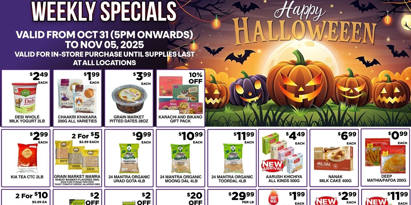 India Bazaar Weekend & Weekly Specials - Limited Time Halloween Deals on Groceries, Snacks, & More