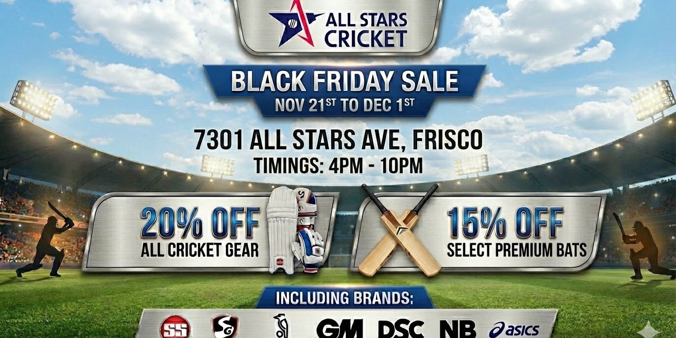 All Stars Cricket – Black Friday Sale in Frisco  Big Discounts on Cricket Gear & Premium Bats