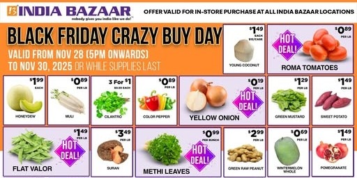 India Bazaar – Black Friday Crazy Buy Day 2025 | Biggest Fresh Produce & Grocery Deals for NRI Families